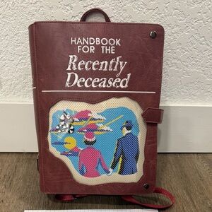 Loungefly Burgundy "Handbook for the Recently Deceased" Backpack
